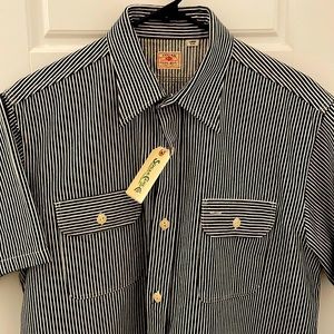 Sugar Cane SC37944 HICKORY STRIPE S/S WORK SHIRT BLACK Size Large